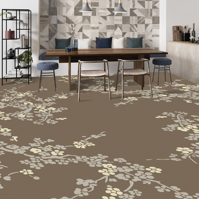 Leaf And Flower Element Nylon Wall To Wall Printed Carpet For Room